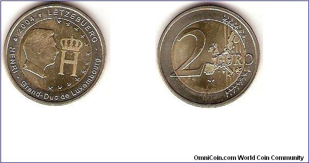 2 euro
commemorative
grand-duke Henri with monogram