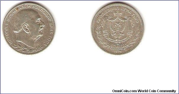 1 perper (silver)
Kingdom of Montenegro
Nicolas I