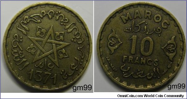 10 Francs (AH1371-1952)