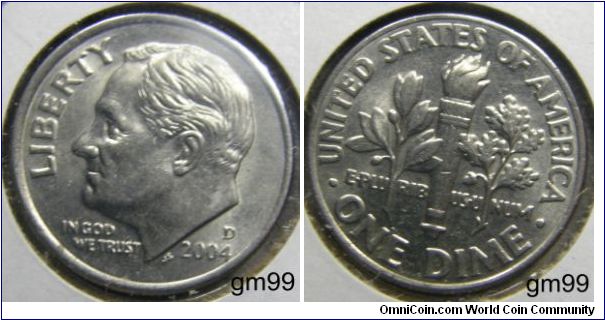 Franklin Delano Roosevelt DIME, 2004D Mintmark: D (for Denver) above the date