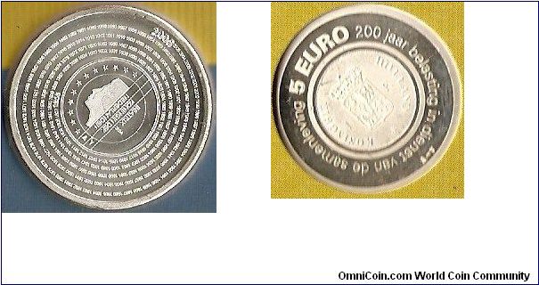 5 euro
200 years of tax service
Queen Beatrix