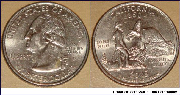 USA, quarter dollar, 2005 Statehood Quarters - California D