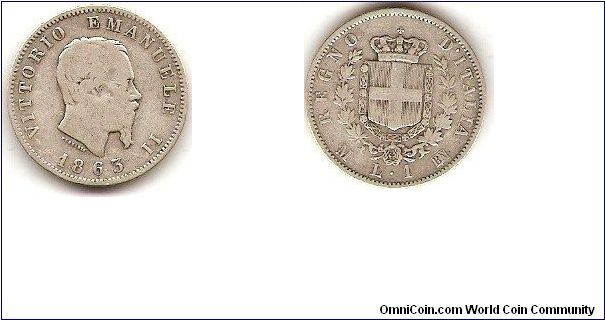 Kingdom of Italy
1 lira
Victor Emanuel II