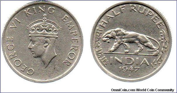 1947 1/2 Rupee