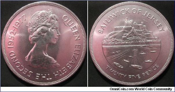 Jersey 1977 25 pence crown