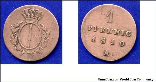 1 pfennig.
Prussia (Brandenburg).
(A) mintmark.


Cu.