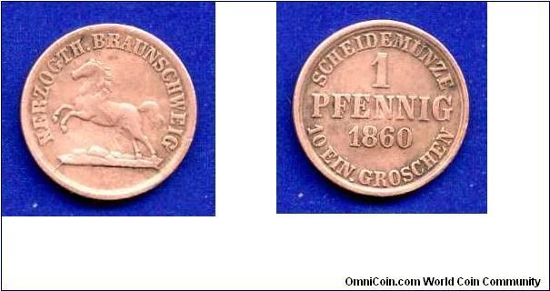 1 pfennig-1/10 groschen.
Duchy of Braunschweig.


Cu.