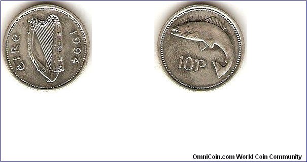 decimal coinage
10 pence
reduced size