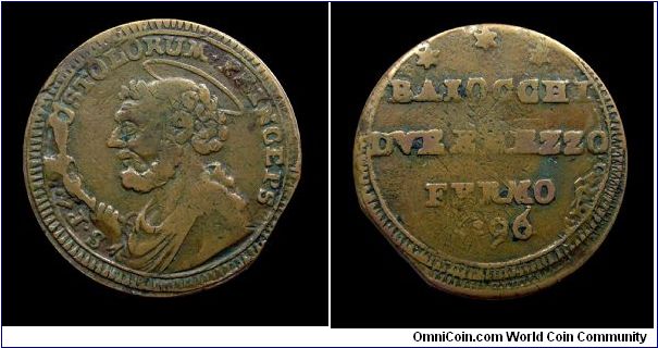 Papal States - Pius VI - 2 1/2 Baiocchi - Fermo mint - Mm. 30,5