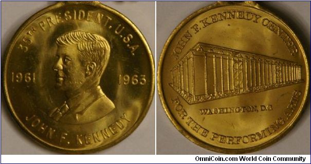 Kennedy Center for the Performing Arts, Washington DC medallion, 28 mm (approximate date)