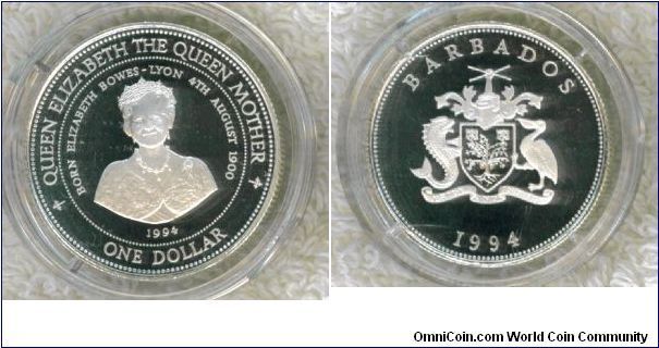KM 57 SILVER DOLLAR honoring the Queen Mother.