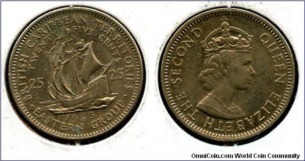 British Caribbean Territoies Eastern Group
1965
25c
Golden Hind
Queen Elizabeth II