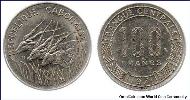 1971 Gabon 100 Francs