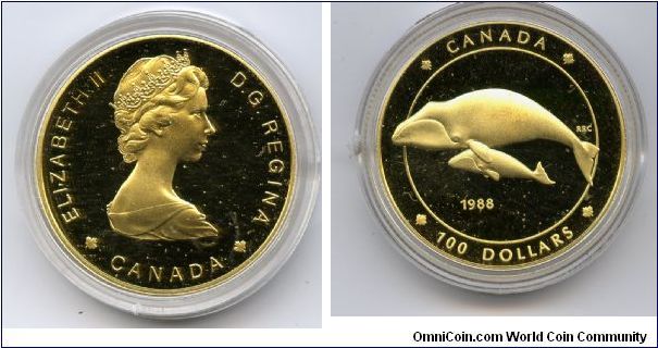 $100 14k gold coin. To mark the protection of the bowhead whale.