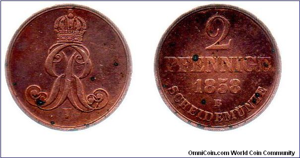 1858 Hannover 2 pfennige