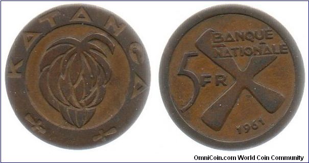 1961 Katanga 5 Francs