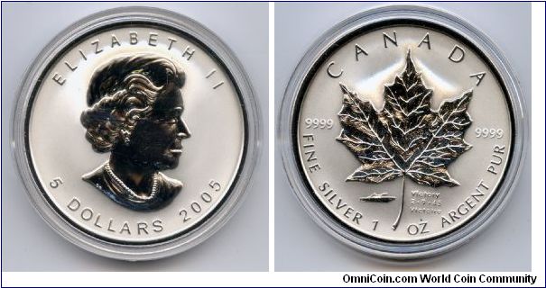 $5 Silver Maple Leaf.

V-J Day privy mark.
Commemorates the 60th anniversary of V-J Day (Victory in Japan) September 2, 1945