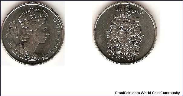 50 cents
Elizabeth II
1952-2002 golden jubilee