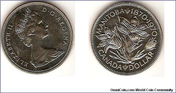 1 dollar
Elizabeth II
Manitoba centennial 1870-1970
nickel