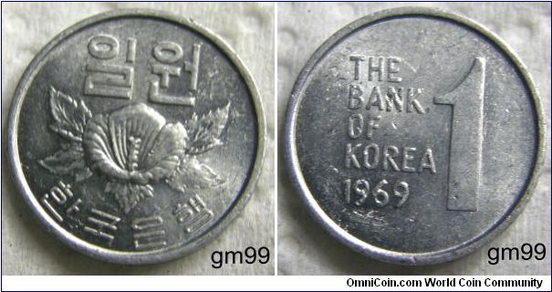 South Korea, 1 Won (1968-1982)