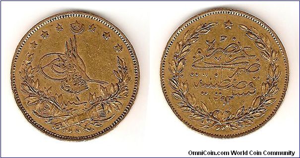 Ottoman Gold Lira (100 Korsh)from the reign Sultan Murad
