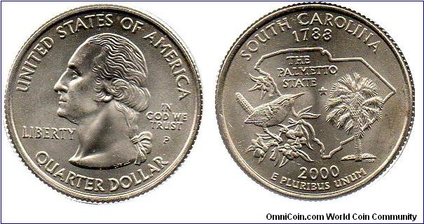 2000 P South Carolina quarter dollar