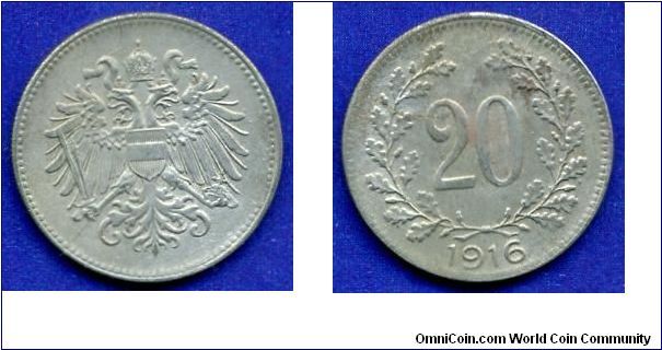 20 heller.
Karl I (1916-1918).
Austro-Hungary empire.



Zn-Al.