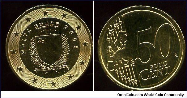 50 cents
Coat of arms of Malta 
Map of the community & Value