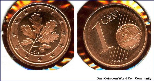 1c
Oak twig, featured on the former pfennig. 
Globe & Value