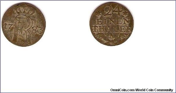 Prussia
1/24 thaler
billon
Frederick II the Great