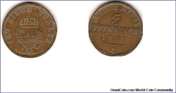 Prussia
3 pfenninge
1/120 thaler