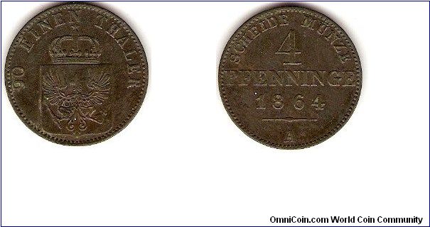 Prussia
4 pfenninge
1/90 thaler