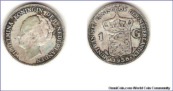 1 gulden
Wilhelmina, queen of the Netherlands