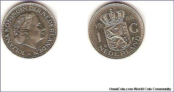 1 gulden
Juliana, queen of the Netherlands
nickel