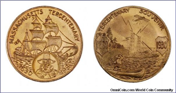 Massacusetts Bay Tercentenary Past and Present medal.