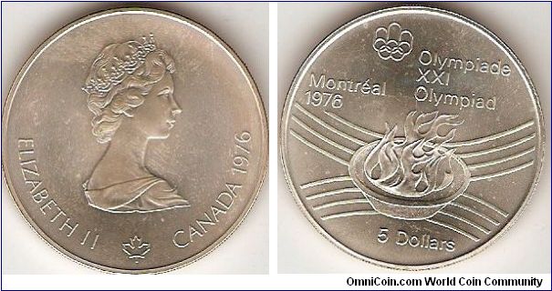 5 silver dollars
XXI Olympiad Montreal 1976
Olympic flame