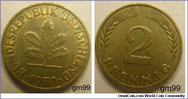 German Federal Republic km106a 2 Pfennig (1969+)