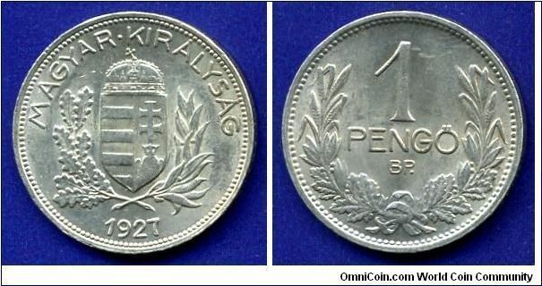 1 Pengo.
Kingdom of Hungary.
(BP)Budapesht mint.
Mintage 18,000,000 units.


Ag640f. 5,0gr.