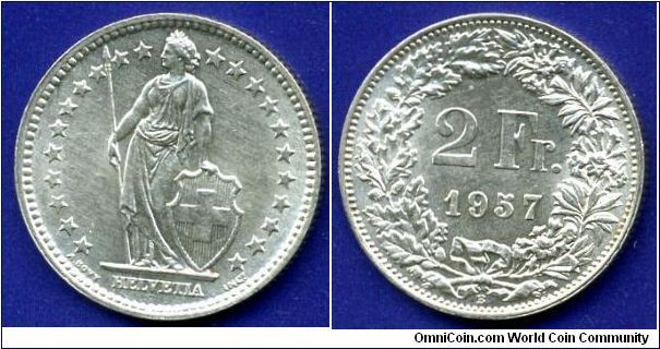 2 Francs.
Helvetia.
(B) Bern mint.


Ag835f. 10,0gr.