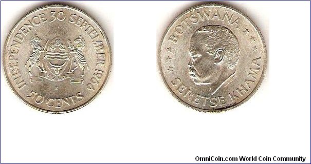 50 cents
Independence 30 September 1966
Seretse Khama, first president