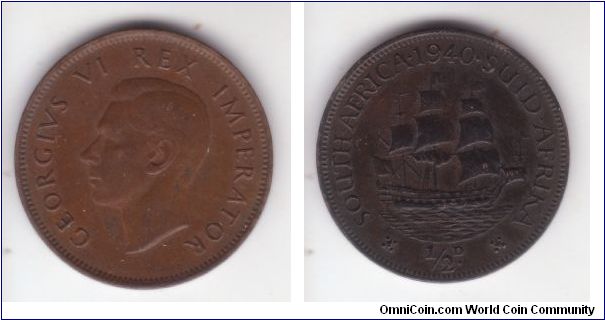 KM-24, 1940 South africa half penny