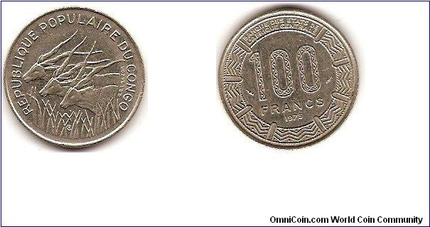 Peoples Republic of Congo (Congo-Brazzaville)
100 francs
Banque des Etats de l'Afrique Centrale