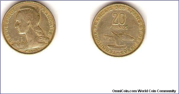 French Afars and Issas Territory
20 francs