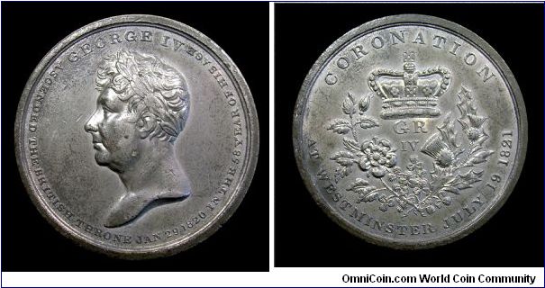 Coronation of King George IV - White metal medal - Mm. 46