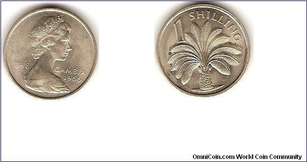 1 shilling
Elizabeth II by Arnold Machin
oil palm, designer Michael Rizzello
copper-nickel