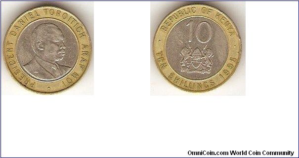 10 shillings
bimetallic
President Daniel Toroitich Arap Moi