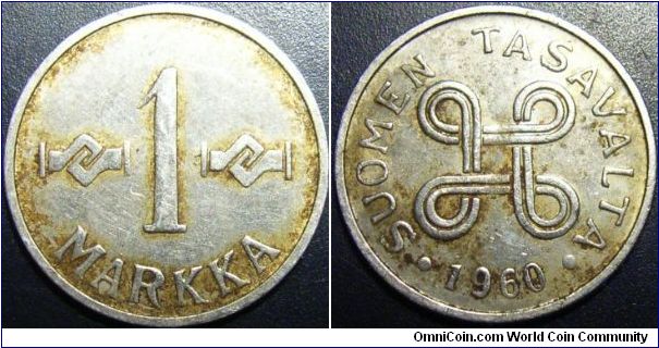 Finland 1960 1 markka. Soiled?