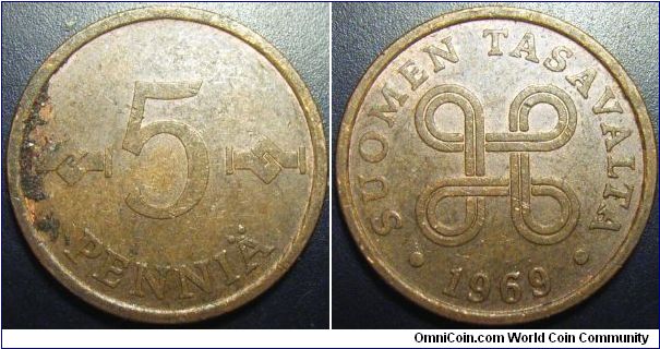 Finland 1969 5 pennia.