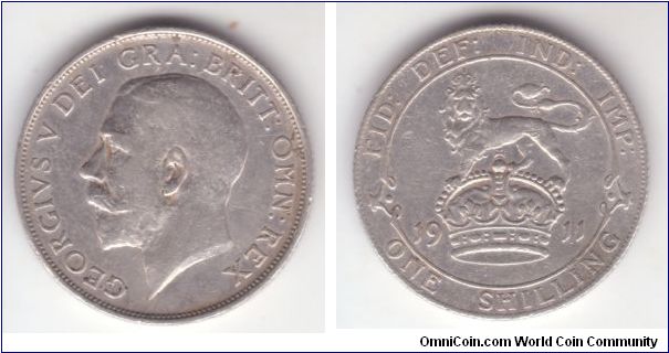 Another hollow neck 1911 shilling, this one is very fine but cleaned to look brighter.