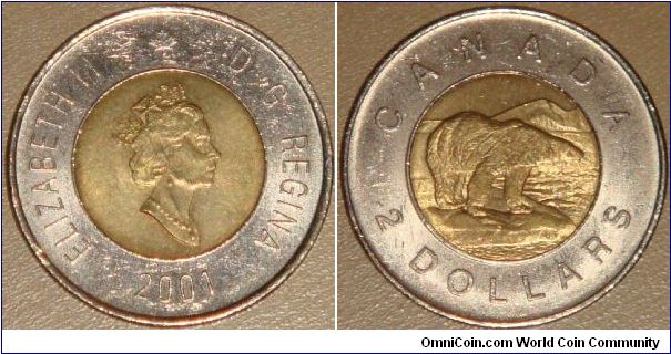 Canada, 2 dollars, 2001 (1996-2003) Regulation Coin Polar Bear